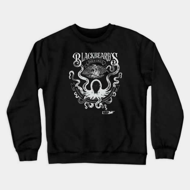 Blackbeard's Bar and Grill White Crewneck Sweatshirt by Hanneliza